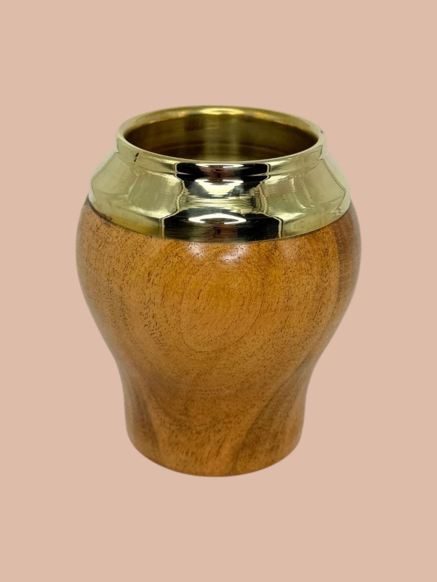 Mate Torpedo de Algarrobo Virola Bronce Lisa, producto mayorista de Qué Mate