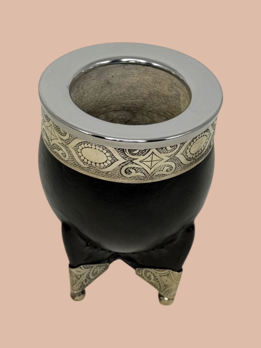 Mate Imperial Calabaza Virola Alpaca Esqinero Negro, producto mayorista de Qué Mate