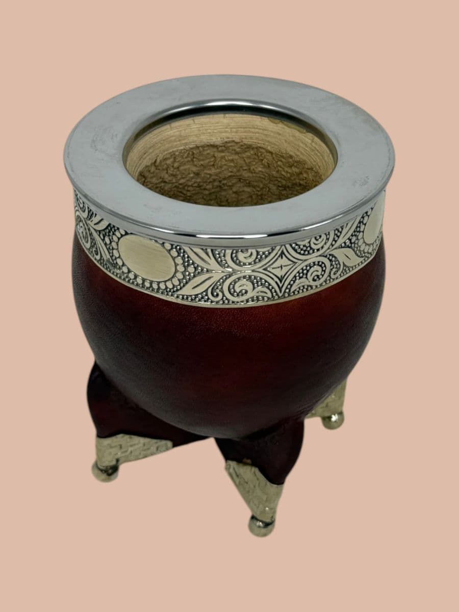 Mate Imperial Calabaza Virola Alpaca Esqinero Bordo