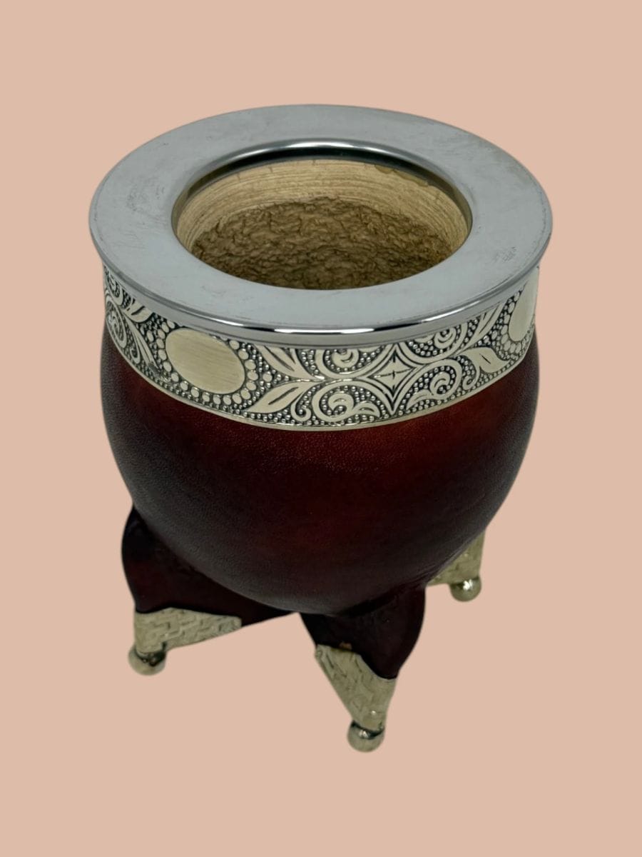 Mate Imperial Calabaza Virola Alpaca Esqinero Bordo, producto mayorista de Qué Mate