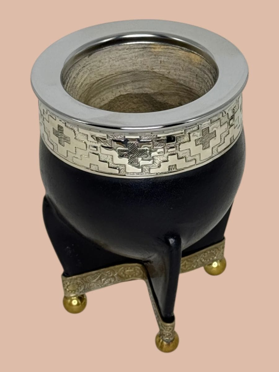 Mate Imperial Calabaza Virola Alpaca Base Bolita Negro, producto mayorista de Qué Mate