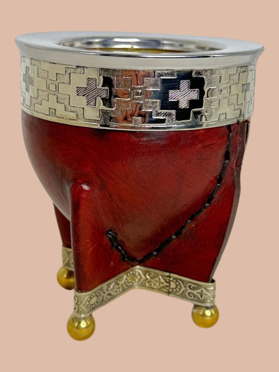 Mate Imperial Calabaza Virola Alpaca Base Bolita Bordo, producto mayorista de Qué Mate