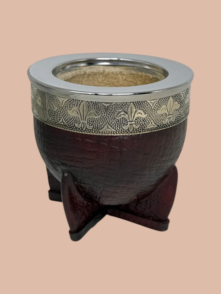 Mate Imperial Calabaza Virola Alpaca Croco Bordo, producto mayorista de Qué Mate